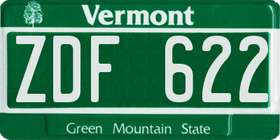 VT license plate ZDF622