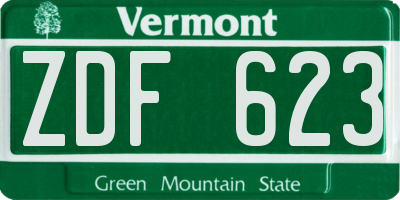 VT license plate ZDF623