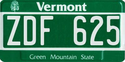 VT license plate ZDF625