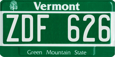 VT license plate ZDF626