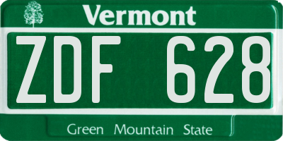 VT license plate ZDF628