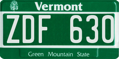 VT license plate ZDF630