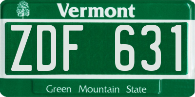 VT license plate ZDF631
