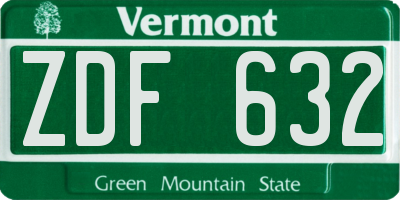 VT license plate ZDF632