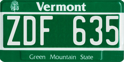 VT license plate ZDF635