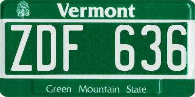 VT license plate ZDF636