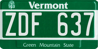 VT license plate ZDF637