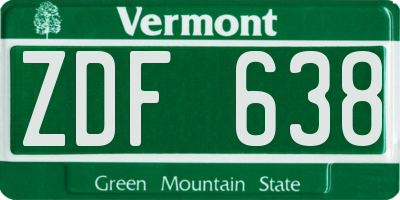 VT license plate ZDF638