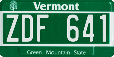 VT license plate ZDF641