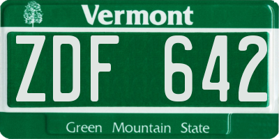 VT license plate ZDF642