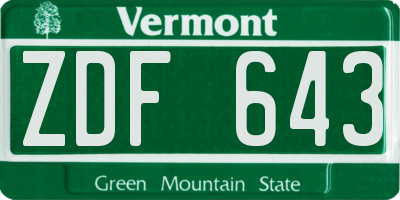 VT license plate ZDF643