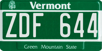 VT license plate ZDF644