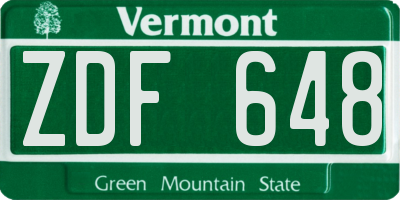 VT license plate ZDF648