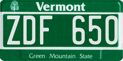 VT license plate ZDF650
