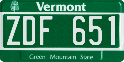 VT license plate ZDF651