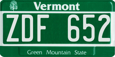 VT license plate ZDF652
