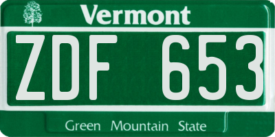 VT license plate ZDF653