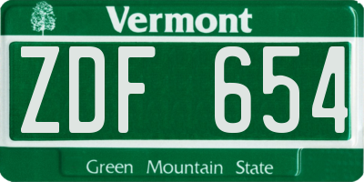 VT license plate ZDF654