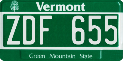 VT license plate ZDF655