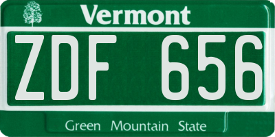 VT license plate ZDF656