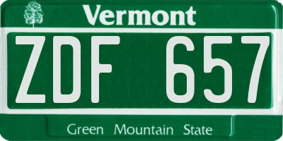 VT license plate ZDF657
