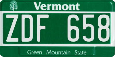 VT license plate ZDF658
