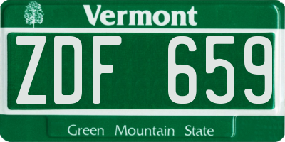 VT license plate ZDF659