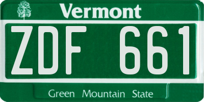 VT license plate ZDF661