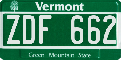 VT license plate ZDF662