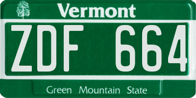 VT license plate ZDF664