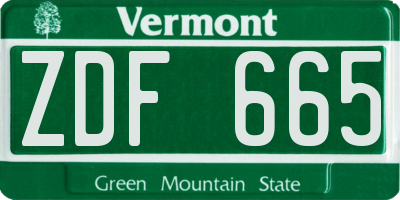 VT license plate ZDF665