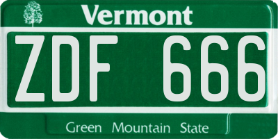 VT license plate ZDF666