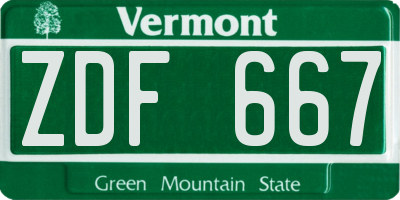 VT license plate ZDF667