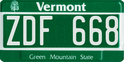 VT license plate ZDF668
