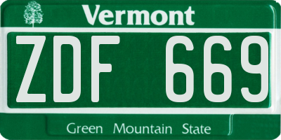 VT license plate ZDF669