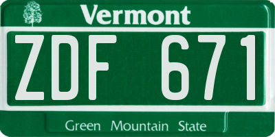 VT license plate ZDF671