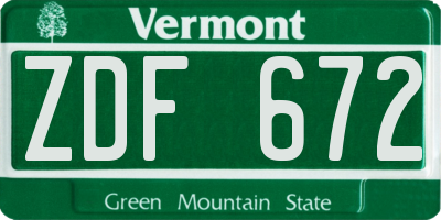VT license plate ZDF672