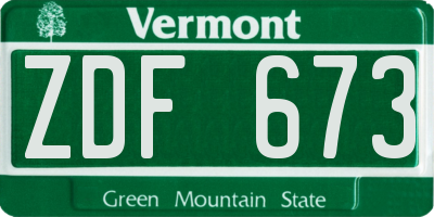 VT license plate ZDF673