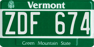 VT license plate ZDF674