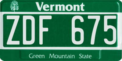 VT license plate ZDF675