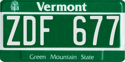 VT license plate ZDF677