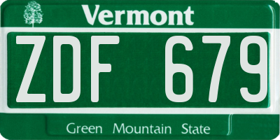VT license plate ZDF679