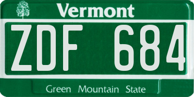 VT license plate ZDF684