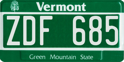 VT license plate ZDF685