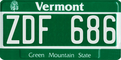 VT license plate ZDF686