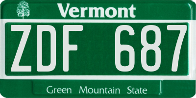 VT license plate ZDF687