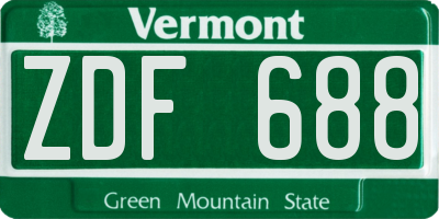 VT license plate ZDF688