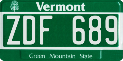 VT license plate ZDF689
