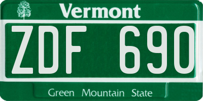 VT license plate ZDF690