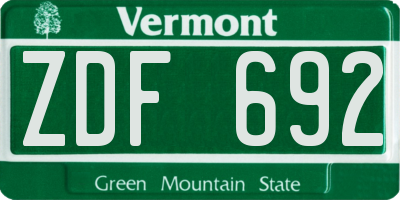 VT license plate ZDF692